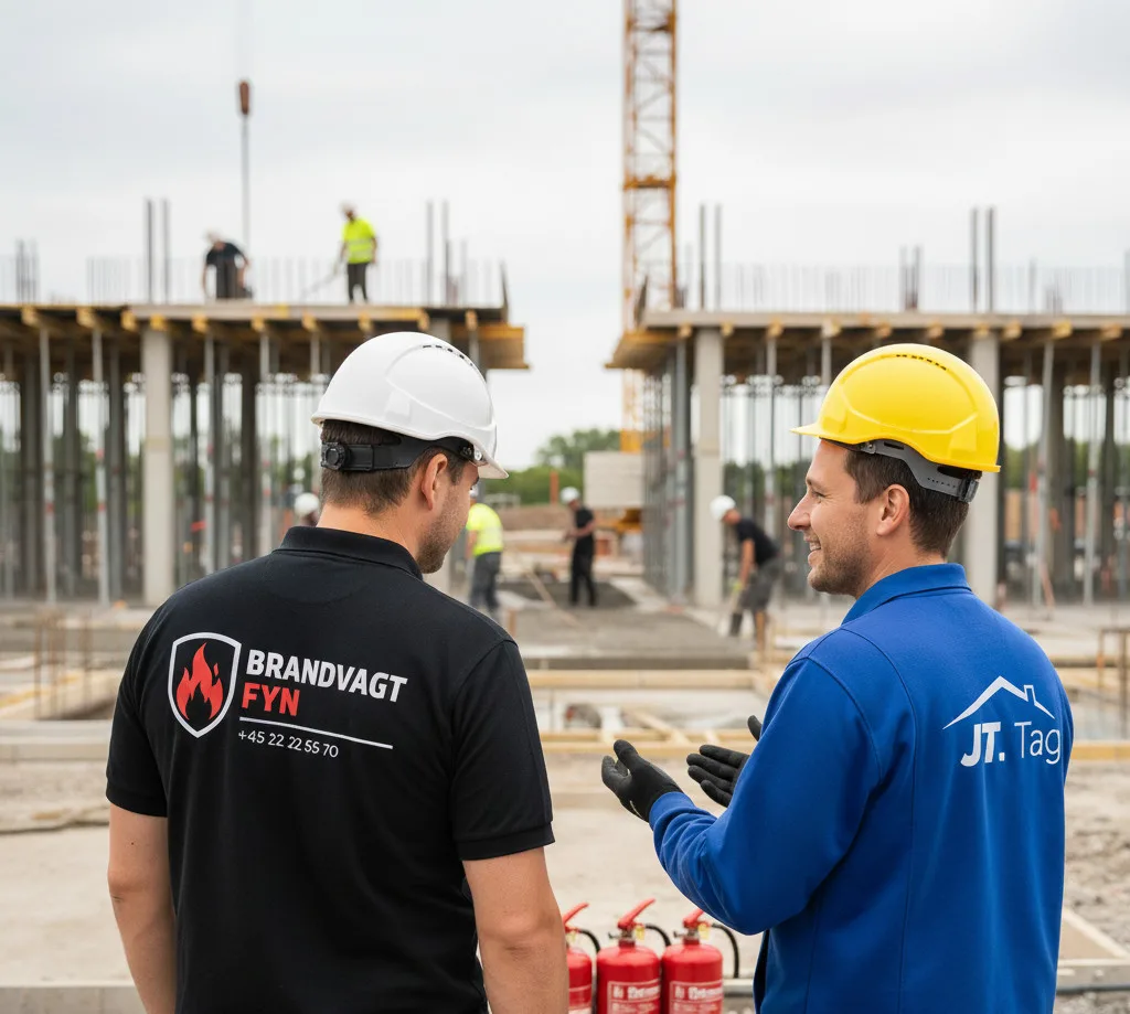 Brandvagt Varmt Arbejde Samarbejde Med Tagdækkere